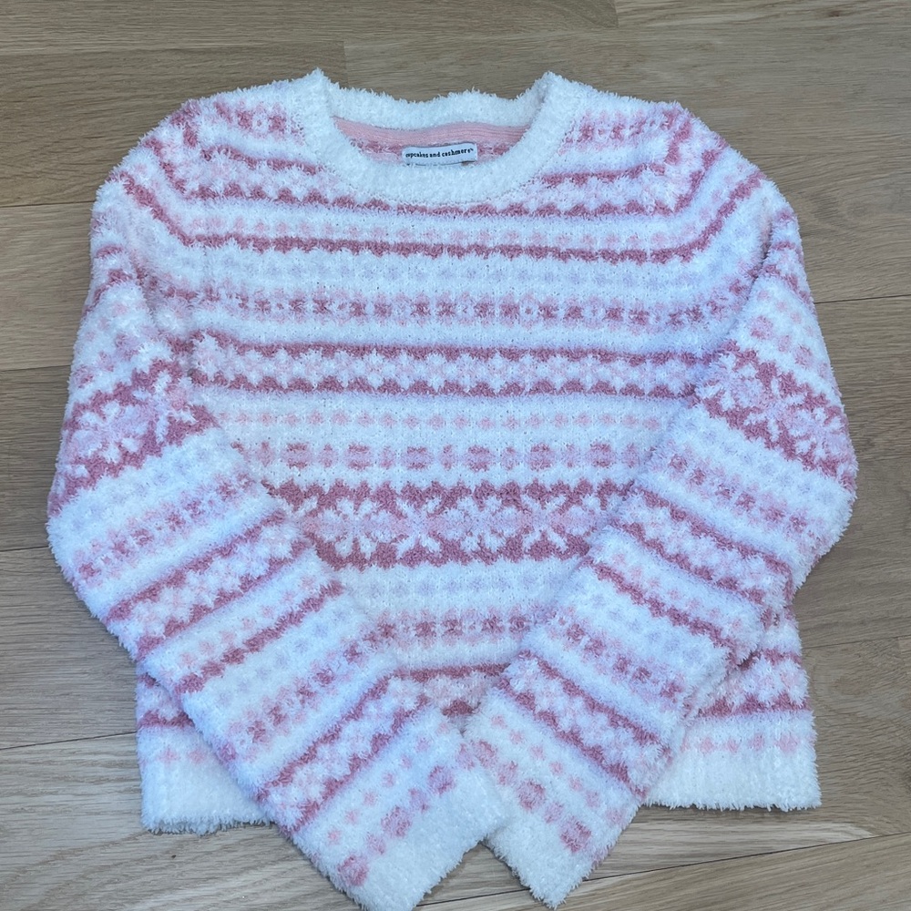 Cupcakes and Cashmere Rose Pink, White, Lilac Soft Crop Sweater, Kids M L 10-12